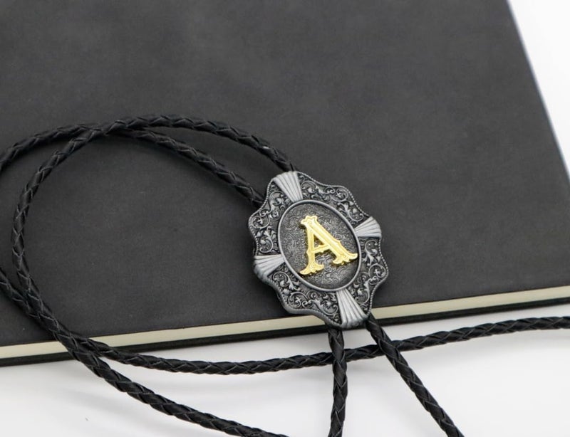 KECOL Western Letter Bolo Tie Cowboy Aalphabet A to Z Neckties Necklace for Men Women - Image 4
